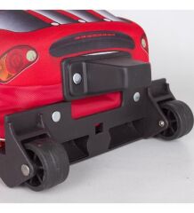 ÇEKÇEKLİ ANAOKUL & KREŞ VE GÜNLÜK TEKERLEKLİ SIRT ÇANTASI VALİZ ARABALI CARS FORMULA KIRMIZI 30 SM