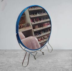 Çift Taraflı Büyüteçli Makyaj Aynası 5 Inç Masa Üstü Aynası 15cm MAVİ