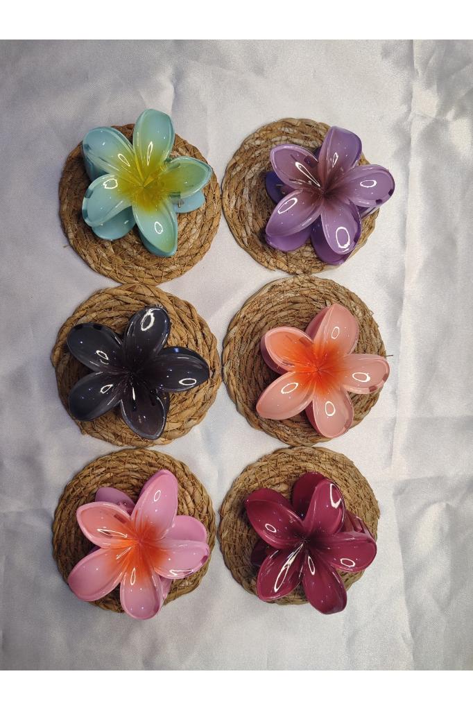 Orta Boy 6'lı Rengarenk Lotus Çiçeği Mandal Toka 6 Cm
