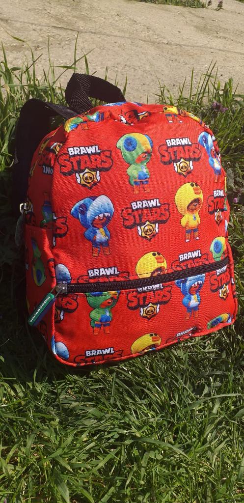 Brawl Stars karakterli çocuk günlük ve anaokulu ufak cift bölmeli sırt çanta KIRMIZI