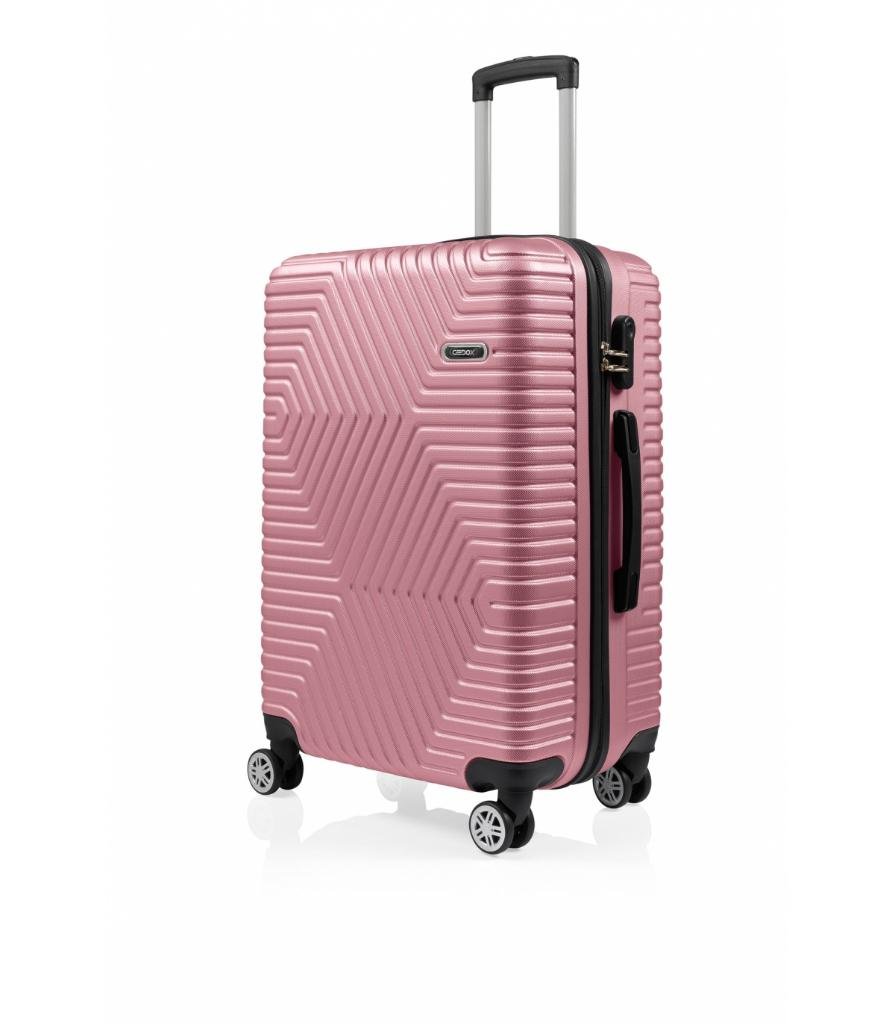 DZC KUZENLER AVM VALİZ Gedox G&d Polo Suitcase Abs Orta Boy Lüx Seyahat Valizi GÜL KURUSU(PEMBE)