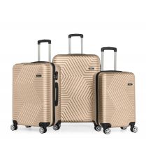 DZC KUZENLER AVM G&d Gedox Polo Suitcase Abs 3'lü Lüx Valiz Seyahat Seti GOLD