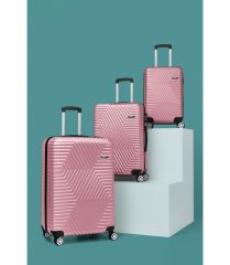 DZC KUZENLER AVM G&d Gedox Polo Suitcase Abs 3'lü Lüx Valiz Seyahat Seti GÜLKURUSU PEMBE