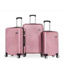 DZC KUZENLER AVM G&d Gedox Polo Suitcase Abs 3'lü Lüx Valiz Seyahat Seti GÜLKURUSU PEMBE