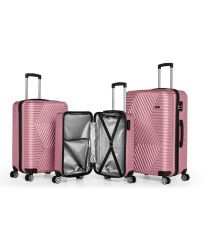 DZC KUZENLER AVM G&d Gedox Polo Suitcase Abs 3'lü Lüx Valiz Seyahat Seti GÜLKURUSU PEMBE