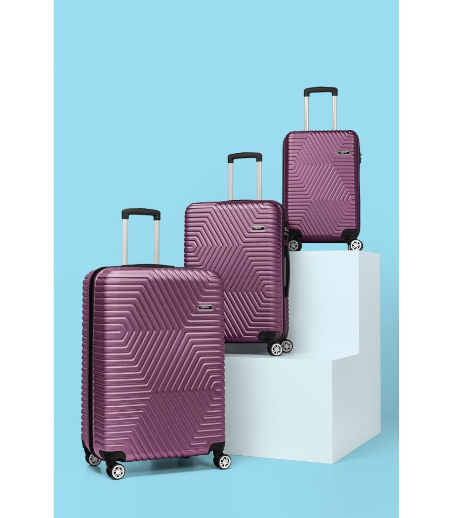 DZC KUZENLER AVM G&d Gedox Polo Suitcase Abs 3'lü Lüx Valiz Seyahat Seti MÜRDÜM MOR