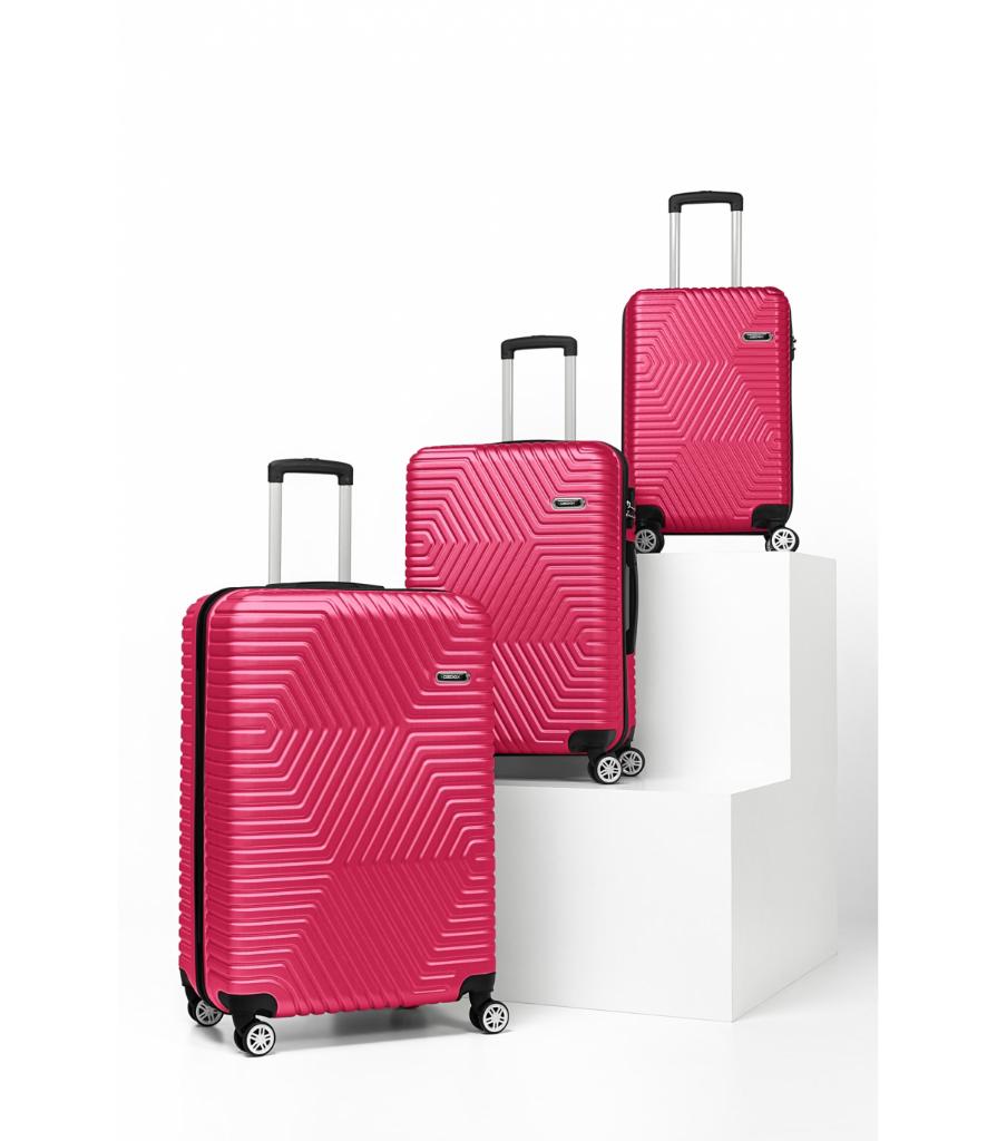DZC KUZENLER AVM G&d Gedox Polo Suitcase Abs 3'lü Lüx Valiz Seyahat Seti FUŞYA PEMBE