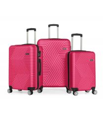 DZC KUZENLER AVM G&d Gedox Polo Suitcase Abs 3'lü Lüx Valiz Seyahat Seti FUŞYA PEMBE