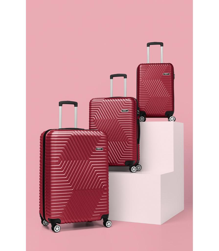 DZC KUZENLER AVM G&d Gedox Polo Suitcase Abs 3'lü Lüx Valiz Seyahat Seti BORDO