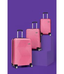 DZC KUZENLER AVM G&d Gedox Polo Suitcase Abs 3'lü Lüx Valiz Seyahat Seti PEMBE