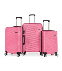 DZC KUZENLER AVM G&d Gedox Polo Suitcase Abs 3'lü Lüx Valiz Seyahat Seti PEMBE