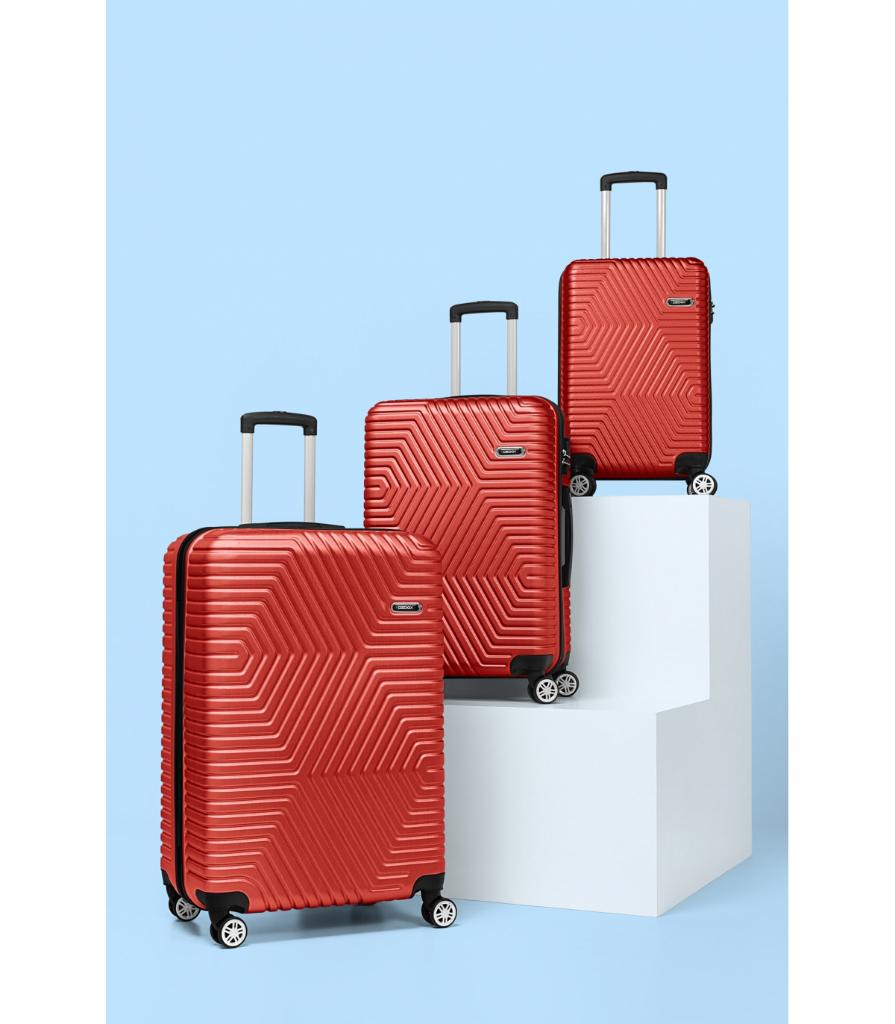 DZC KUZENLER AVM G&d Gedox Polo Suitcase Abs 3'lü Lüx Valiz Seyahat Seti KIRMIZI