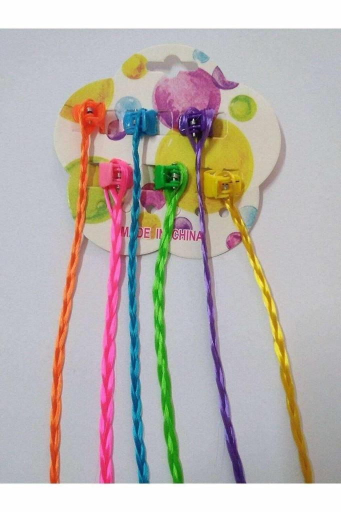 Rengarenk 6'lı Örgülü Takma Saç Toka