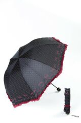 DZC KUZENLER AVM Marlux Fiyonklu Puantiyeli Rüzgara Dayanıklı Fiber Gövde Kadın Şemsiye