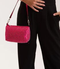 DZC KUZENLER AVM Taşlı Uzun Askılı ZİNCİRLİ Shine Kadın Çapraz ÇANTA SİLİNDİR YUMUŞAK SATEN