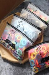 100 ADET Şeffaf Kilitli Çantalı Karışık Neon Renk Saç Lastik MİNİ Toka Renkli KUMAŞ