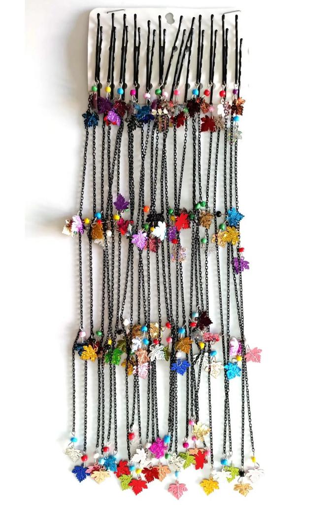 4 ADET SAÇ SÜSÜ TEL TOKALI ZİNCİRLİ RENGARENK BONCUK TOKATrend Saç Zinciri