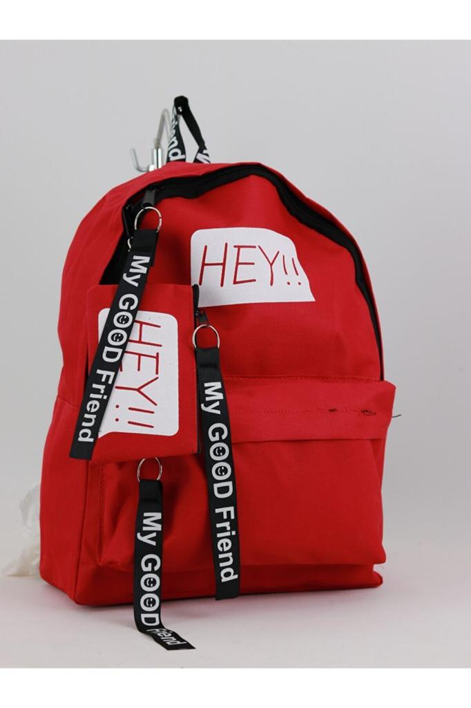 DZC KUZENLER AVM Unisex Hugbag Sırt Çantası Spor Okul Outdoor Laptop Çanta HEY CÜZDANLI KIRMIZI