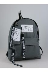 DZC KUZENLER AVM Unisex Hugbag Sırt Çantası Spor Okul Outdoor Laptop Çanta HEY CÜZDANLI Gri