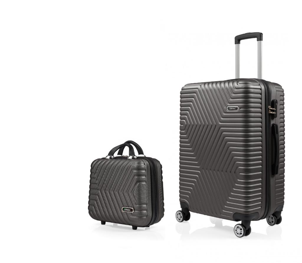 DZC KUZENLER AVM ORTA BOY VE MAKYAJ G&D Polo Suitcase ABS Lüx Valiz Seyahat Seti  2 Lİ FÜME