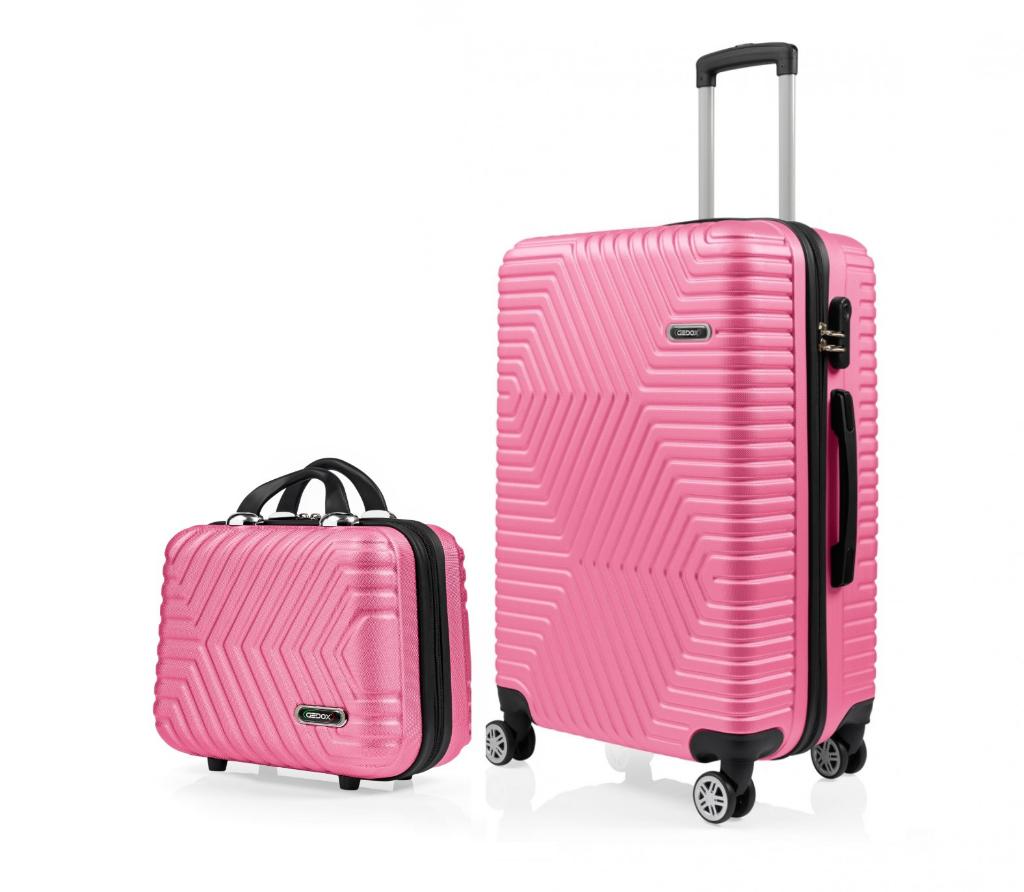 DZC KUZENLER AVM ORTA BOY VE MAKYAJ G&D Polo Suitcase ABS Lüx Valiz Seyahat Seti  2 Lİ PEMBE