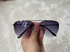 Siyah Unisex  Yarım Çerçeveli Metal  Güneş Gözlüğü