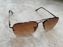 Siyah Unisex  Yarım Çerçeveli Metal  Güneş Gözlüğü KAHVERENGİ