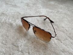 Siyah Unisex  Yarım Çerçeveli Metal  Güneş Gözlüğü KAHVERENGİ