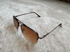 Siyah Unisex  Yarım Çerçeveli Metal  Güneş Gözlüğü KAHVERENGİ