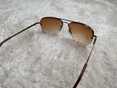 Siyah Unisex  Yarım Çerçeveli Metal  Güneş Gözlüğü KAHVERENGİ
