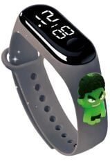 hulk Figürlü Dijital Led Çocuk Saati Dokunmatik Ekranlı Su Geçirmez (GRİ) (AKILLI DEĞİL)