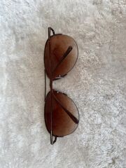 Kahverengi unisex damla model yarım metal çerçeve güneş gözlüğü