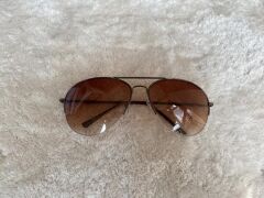 Kahverengi unisex damla model yarım metal çerçeve güneş gözlüğü