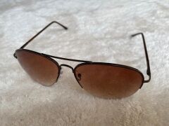 Kahverengi unisex damla model yarım metal çerçeve güneş gözlüğü