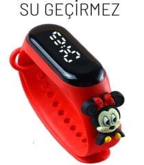 MİKİ MİNNİE MAUSE Figürlü Dijital Led Çocuk Saati Dokunmatik Ekranlı Su Geçirmez (KIRMZ) (AKILLI DEĞİL)