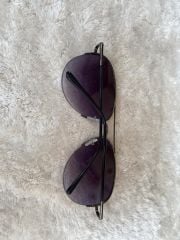 Kahverengi unisex damla model yarım metal çerçeve güneş gözlüğü SİYAH