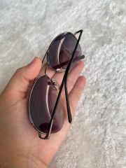 Kahverengi unisex damla model yarım metal çerçeve güneş gözlüğü SİYAH