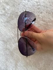 Kahverengi unisex damla model yarım metal çerçeve güneş gözlüğü SİYAH