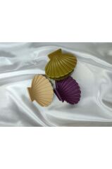 Kadın 3'lü Renkli Deniz Kabuğu Istiridye Desenli Mandal Toka Seti