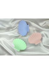 Kadın 3'lü Renkli Deniz Kabuğu Istiridye Desenli Mandal Toka Seti