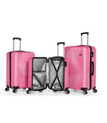 DZC KUZENLER AVM GEDOX POLO BÜYÜK BOY VALİZ VE MAKYAJ HOSTES SEYAHAT ÇANTASI 2 Lİ TAKIM VALİZ MAKYAJ SET PEMBE