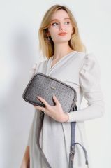 Just Polo Kadın Vizon-Kahverengi Baskı Desenli Çapraz Omuz Çantası ANTRASİT
