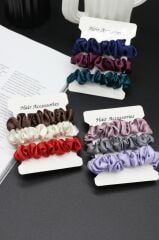 Karışık Renkli Ince Saten Simit Toka 3 adet