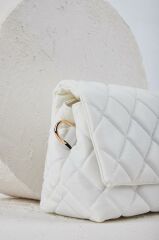 Kadın Bej Kroko Desenli Omuz Çantası