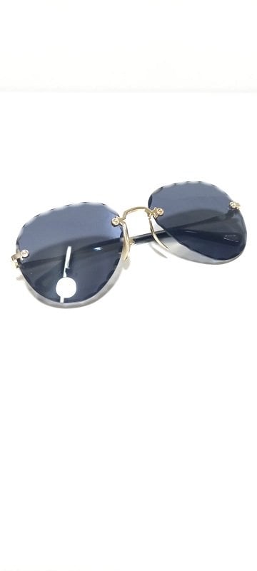 Unisex Sİyah Lens Çerçevesiz Kristal Kesim Lens Uv400 Güneş Gözlüğü SİYAH