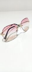 Unisex Sİyah Lens Çerçevesiz Kristal Kesim Lens Uv400 Güneş Gözlüğü PUDRA