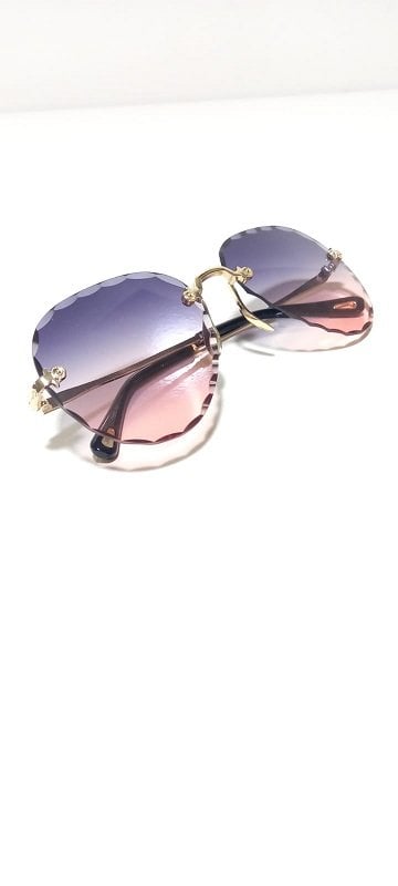 Unisex Sİyah Lens Çerçevesiz Kristal Kesim Lens Uv400 Güneş Gözlüğü iki renk