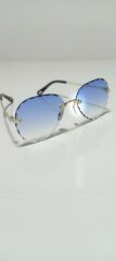 Unisex Sİyah Lens Çerçevesiz Kristal Kesim Lens Uv400 Güneş Gözlüğü MAVİ
