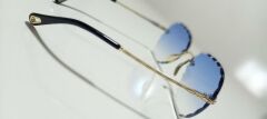 Unisex Sİyah Lens Çerçevesiz Kristal Kesim Lens Uv400 Güneş Gözlüğü MAVİ