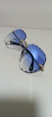 Unisex Sİyah Lens Çerçevesiz Kristal Kesim Lens Uv400 Güneş Gözlüğü MAVİ